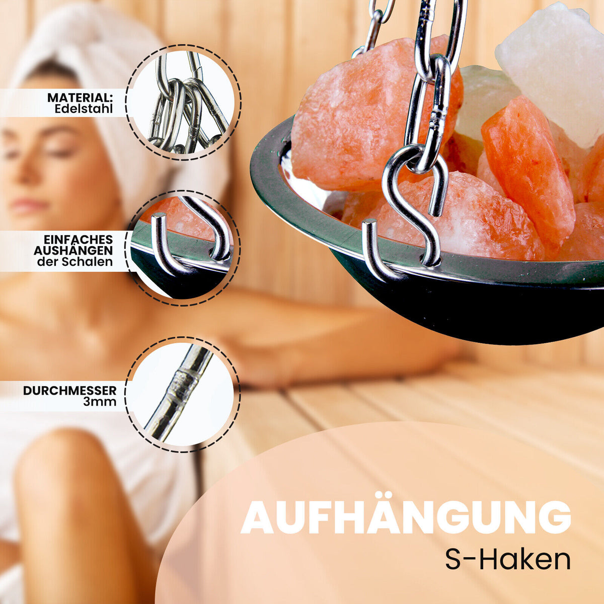 Kräutertopf Edelstahl Ø 20 cm – Sauna-Hängeschale