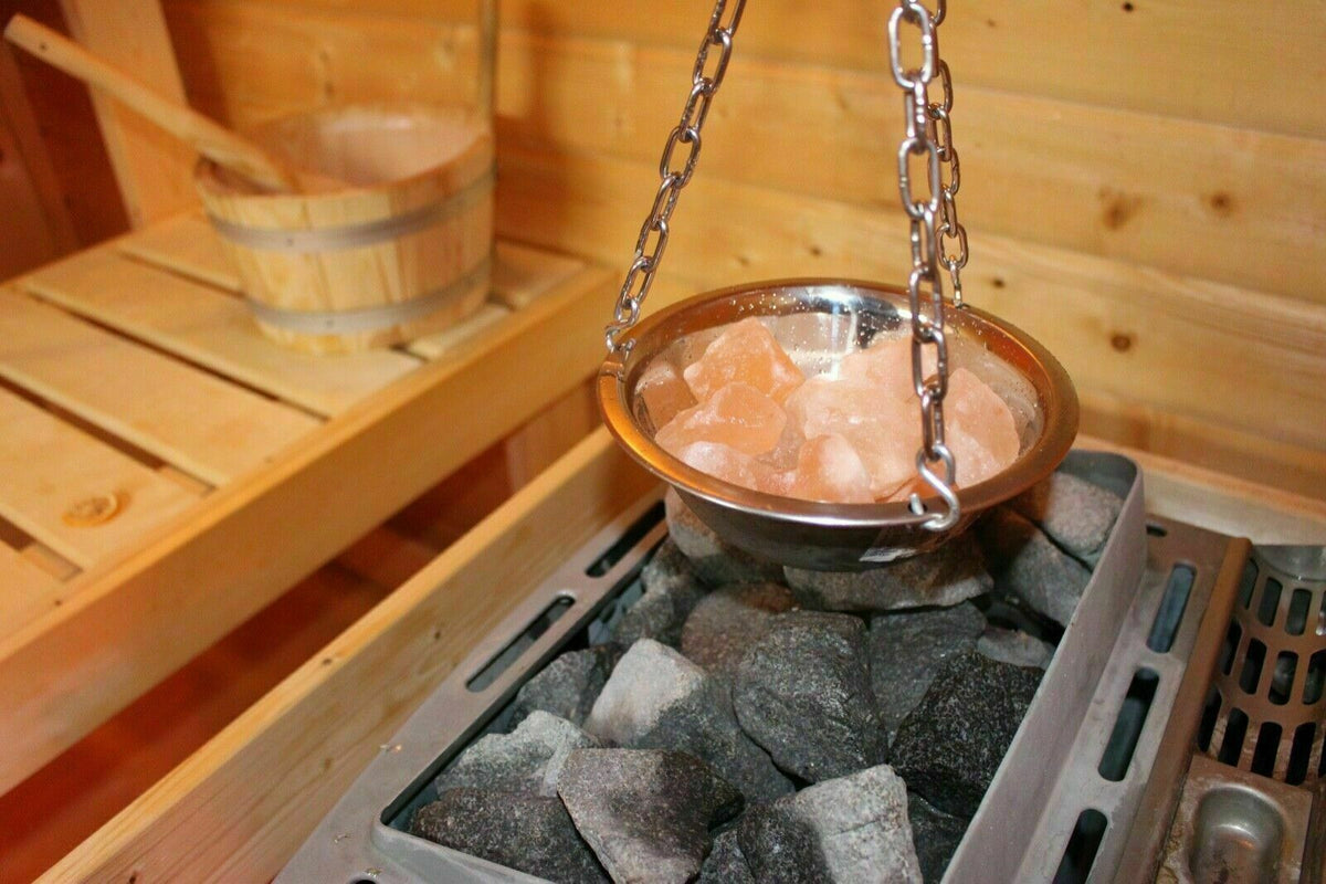 Kräutertopf Edelstahl Ø 24 cm inkl. Kristallsalz – Sauna-Hängeschale