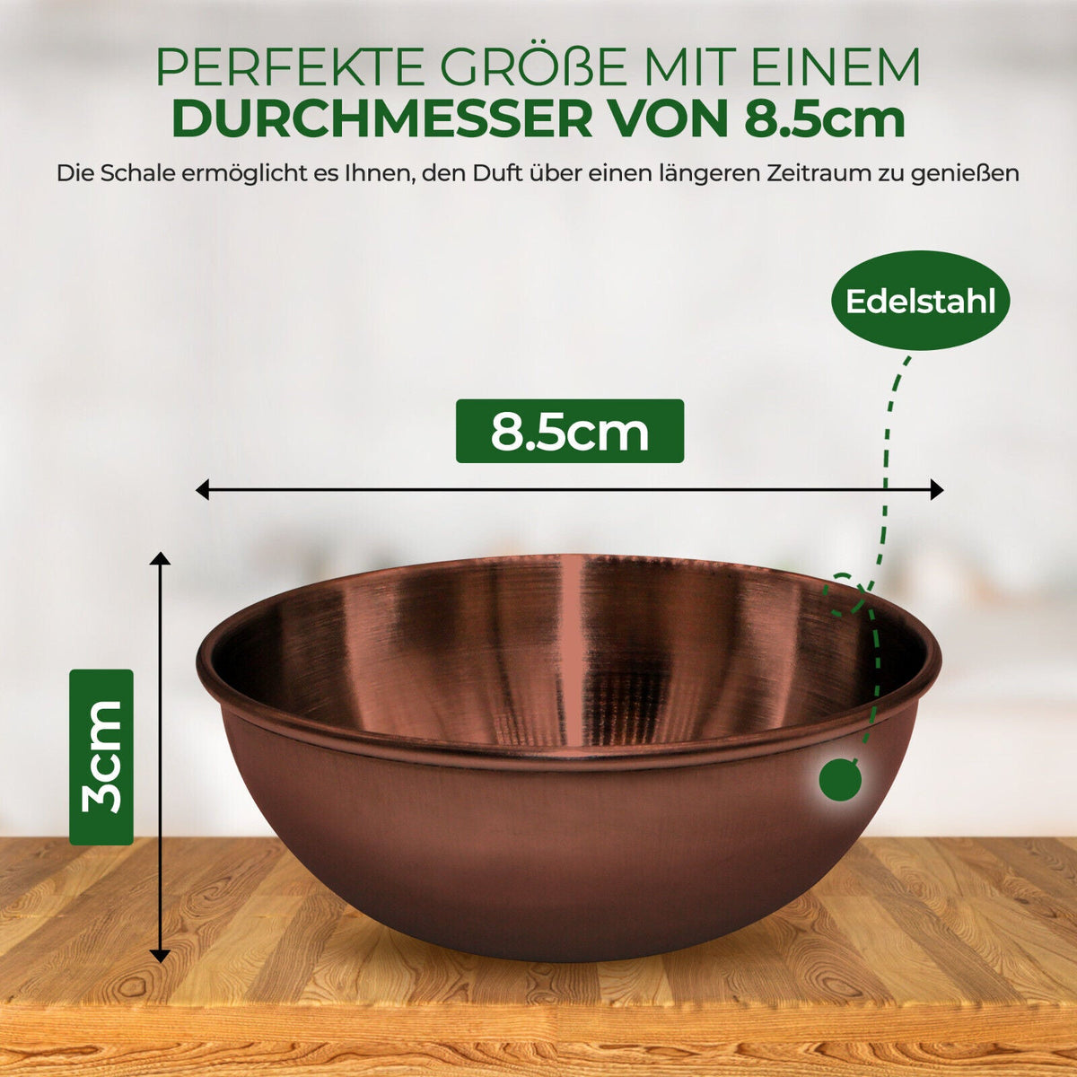 Sauna-Verdampferschale Ø 8,5 cm im Kupfer-Look mit Mentholkristallen – Ansicht 2