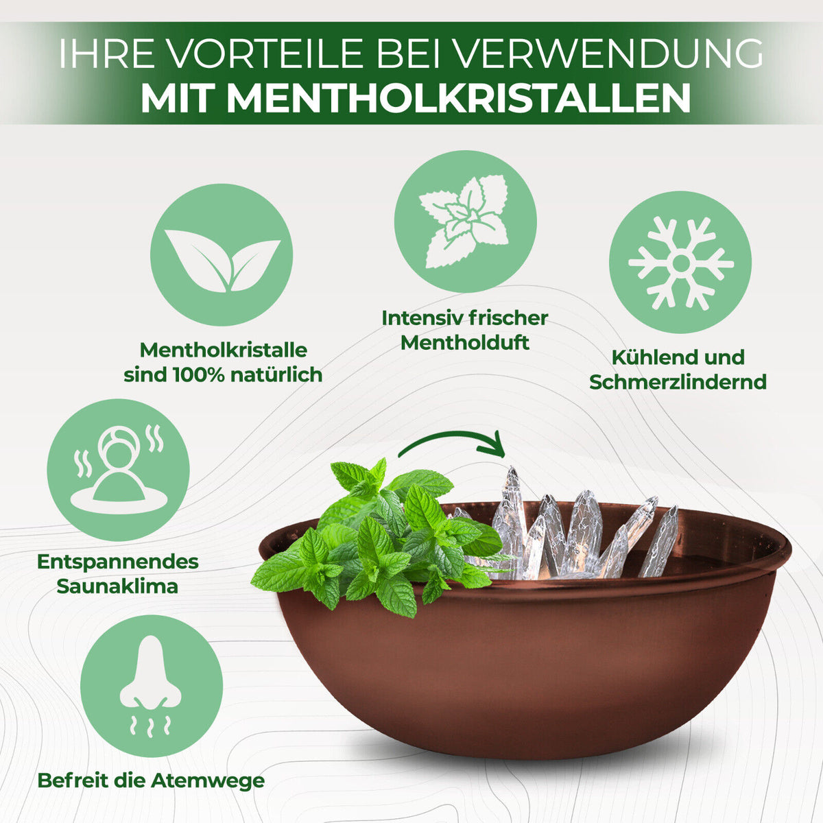 Verdampferschale Ø 8,5 cm Kupfer-Look inkl. Mentholkristalle