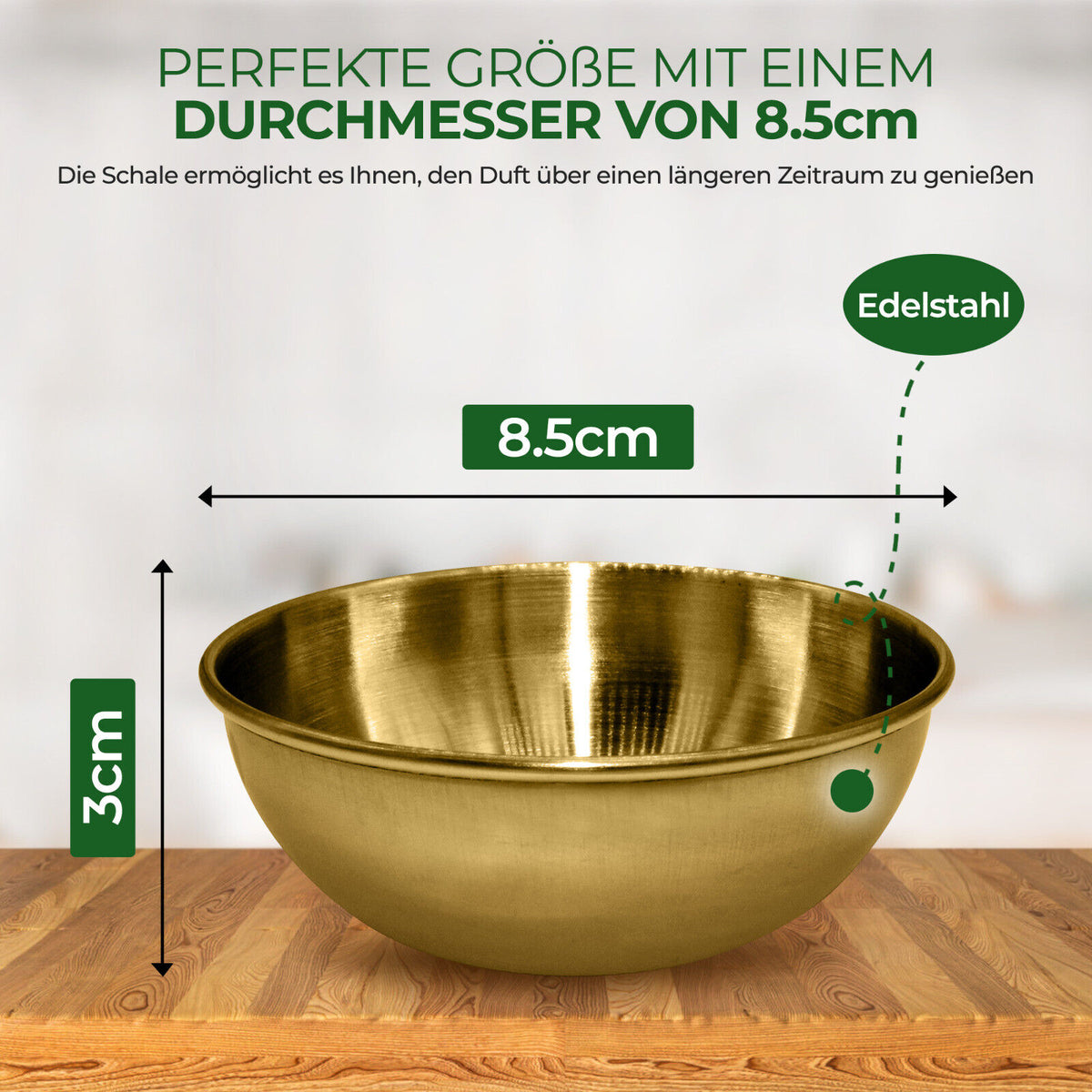 Verdampferschale Ø 8,5 cm Gold-Look inkl. Mentholkristalle